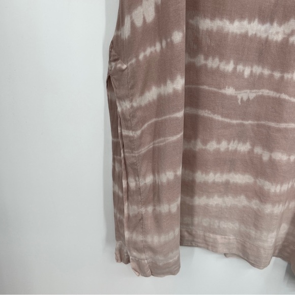 Pure Jill Tie-Dye Print Roundneck Short Sleeve Back Button Multicolor Tunic Top - Picture 5 of 16